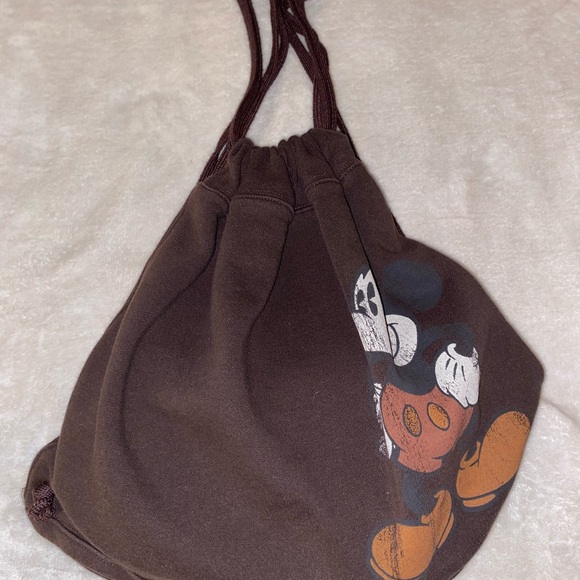 💎 Vintage Style Disney Drawstring Backpack Dark Brown - Picture 7 of 8